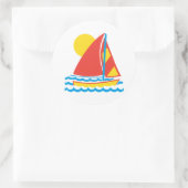 Segelboot Runder Aufkleber (Tasche)