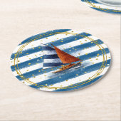 Segelboot Runder Pappuntersetzer (Angewinkelt)