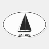 Segelboot Sailboat Oval Logo Ovaler Aufkleber (Vorderseite)
