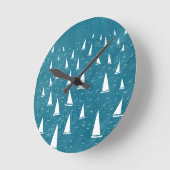 Segelboot Seascape Runde Wanduhr (Winkel)