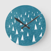 Segelboot Seascape Runde Wanduhr (Vorderseite)