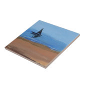 Segelboot-Segeln-Reflexions-Ozean-Strand-Kunst Fliese (Seite)