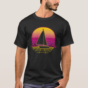 Segelboot-Segler Retro-Vintage-Sonnenuntergang-Ges T-Shirt