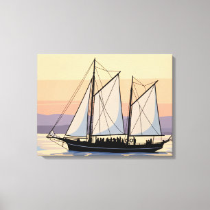 Segelboot-Silhouette auf Leinwanddruck