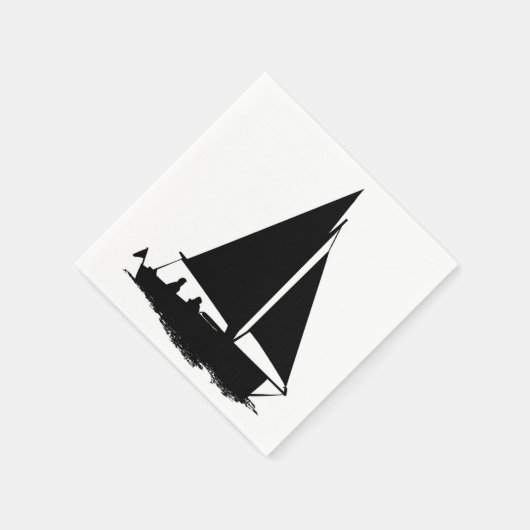 Segelboot-Silhouette Serviette (Ecke)