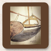 Segelboot-Sketch aus Holz - Untersetzer aus Kunsts (Vorderseite)