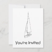 Segelboot. Skizze in Schwarz und Weiß. Einladung (Vorderseite)