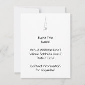 Segelboot. Skizze in Schwarz und Weiß. Einladung (Rückseite)