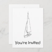 Segelboot. Skizze in Schwarz und Weiß. Einladung (Vorne/Hinten)