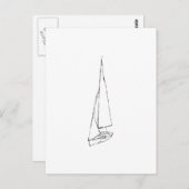 Segelboot. Skizze in Schwarz und Weiß. Postkarte (Vorne/Hinten)