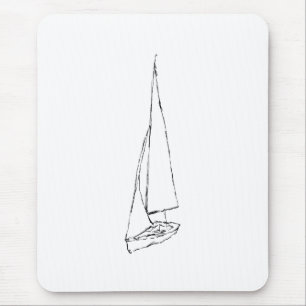 Segelboot. Skizze in Schwarzweiss. Mousepad