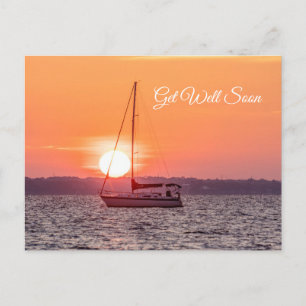 Segelboot Sonnenaufgang Gute Besserung Postkarte