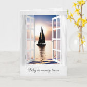 Segelboot Sonnenuntergang im Beileid Karte (Gelbe Blume)