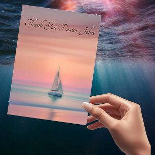 Segelboot-Sonnenuntergang Pastor-Dankeschön Dankeskarte