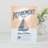 Segelboot-Sonnenuntergang Pensionierung Party Einladung (Stehend Vorderseite)