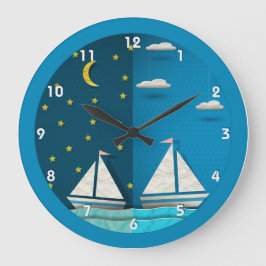 Segelboot-Tagesnachtuhr Große Wanduhr