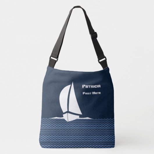 Segelboot-Tasche mit benutzerdefinierbarem Text Tragetaschen Mit Langen Trägern (Vorderseite)