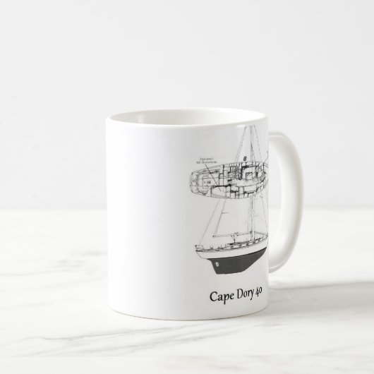 Segelboot-Tasse des Kap-Ruderboot-40 Kaffeetasse (VorderseiteRechts)