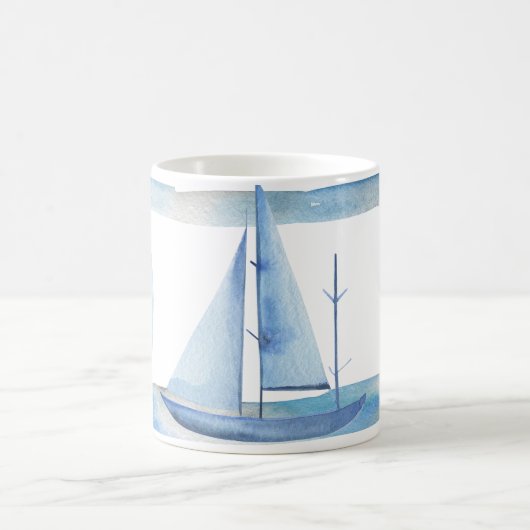 Segelboot-Tasse: Wasserfarbmuster Kaffeetasse (Mittel)