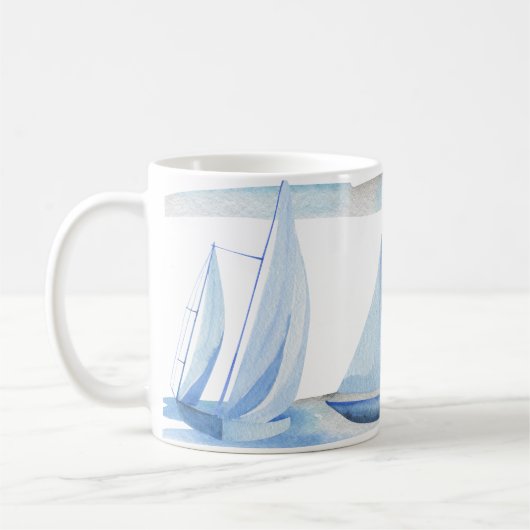 Segelboot-Tasse: Wasserfarbmuster Kaffeetasse (Links)