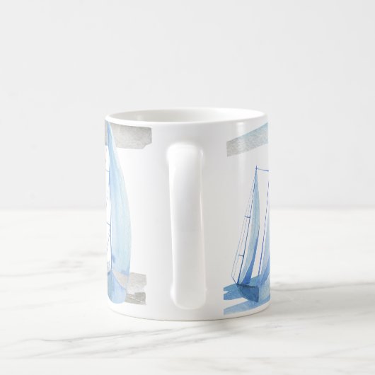 Segelboot-Tasse: Wasserfarbmuster Kaffeetasse (Henkel)