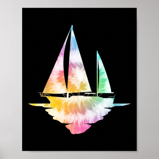 Segelboot Tie Dye Vintage  Poster (Vorne)