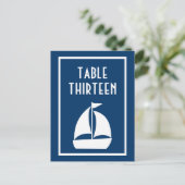 Segelboot-Tischnummern (dunkelblau / weiß) Postkarte (Stehend Vorderseite)