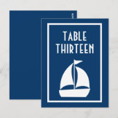 Segelboot-Tischnummern (dunkelblau / weiß) Postkarte (Vorne/Hinten)