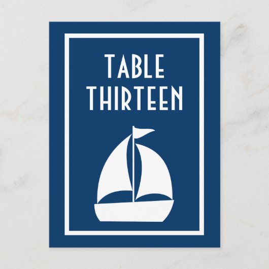 Segelboot-Tischnummern (dunkelblau / weiß) Postkarte (Vorderseite)