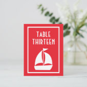 Segelboot-Tischnummern (rot / weiß) Postkarte (Stehend Vorderseite)