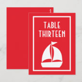 Segelboot-Tischnummern (rot / weiß) Postkarte (Vorne/Hinten)