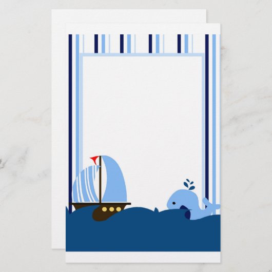 Segelboot-u. Wal-Briefpapier Briefpapier (Vorne/Hinten)