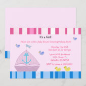 Segelboot und Anchor Baby Girl Dusche Einladung (Vorne/Hinten)