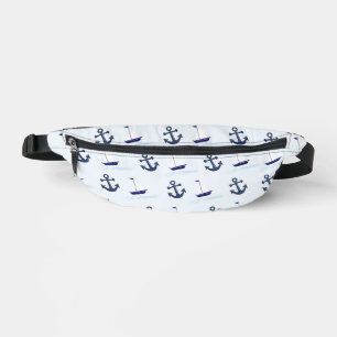 Segelboot und Anchor Muster Blau Bauchtasche