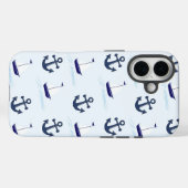 Segelboot und Anchor Muster Blau Case-Mate iPhone Hülle (Rückseite (Horizontal))