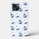 Segelboot und Anchor Muster Blau Case-Mate iPhone Hülle (Rückseite)