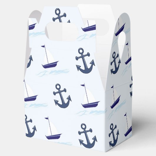 Segelboot und Anchor Muster Blau Geschenkschachtel (Geöffnet)