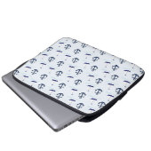 Segelboot und Anchor Muster Blau Laptopschutzhülle (Vorne Knopf)