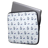 Segelboot und Anchor Muster Blau Laptopschutzhülle (Vorderseite Links)