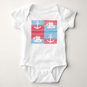Segelboot und Ankermuster Baby Strampler
