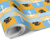 Segelboot und Ankermuster Geschenkpapier (Rolleneckpunkt)
