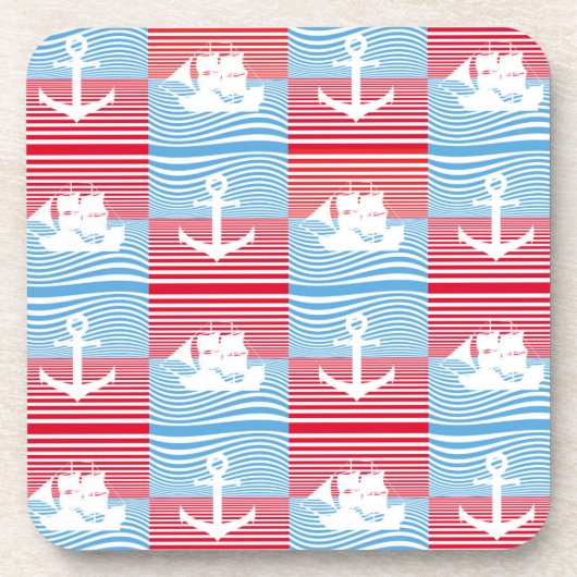 Segelboot und Ankermuster Getränkeuntersetzer (Vorderseite)