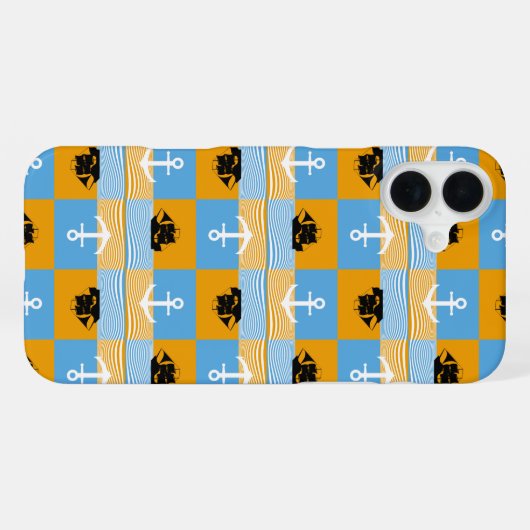 Segelboot und Ankermuster iPhone Hülle (Rückseite (Horizontal))