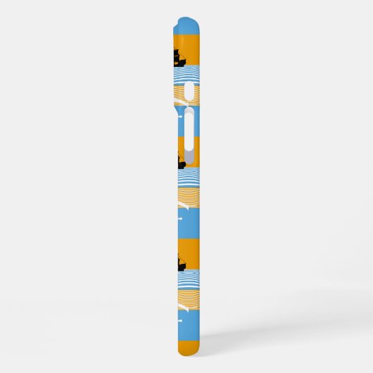 Segelboot und Ankermuster iPhone Hülle (Linke Seite)