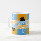 Segelboot und Ankermuster Kaffeetasse (Vorderseite Links)