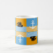 Segelboot und Ankermuster Kaffeetasse (Mittel)