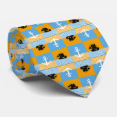 Segelboot und Ankermuster Krawatte (Gerollt)