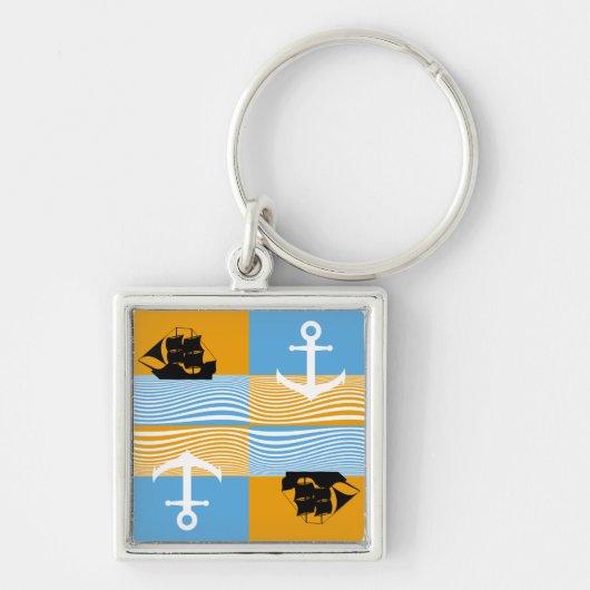 Segelboot und Ankermuster Schlüsselanhänger (Vorne)