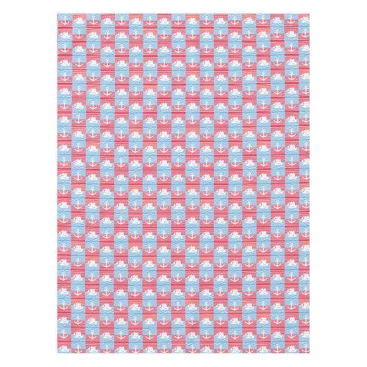 Segelboot und Ankermuster Tischdecke (Vorderseite)