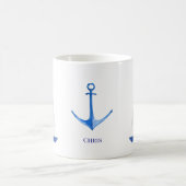 Segelboot und blaues Ankernautik Kaffeetasse (Mittel)